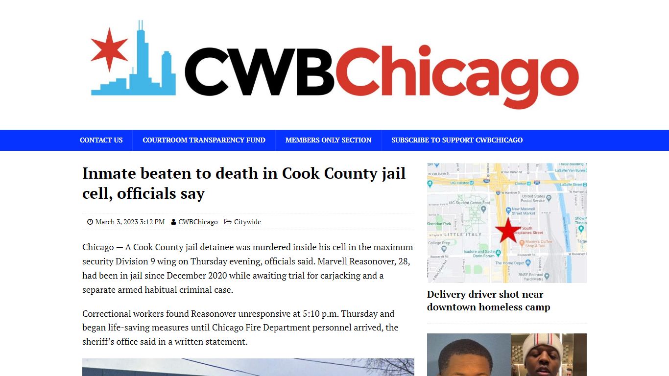 Inmate beaten to death in Cook County jail cell, officials say